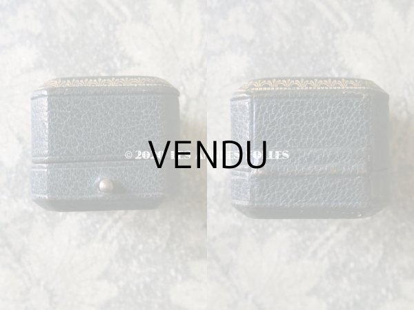 画像3: アンティーク 本革製 ジュエリーボックス 金彩入り ブルーグリーン リングボックス (3)