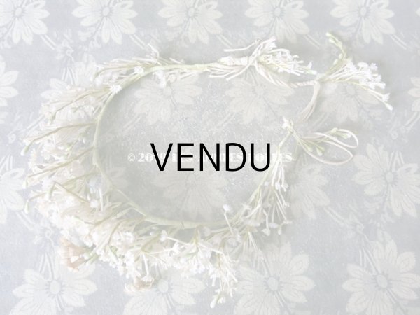 画像2: アンティーク 白い花＆ワックスフラワーの花冠 ヘッドリース ウェディング 結婚式 ティアラ (2)