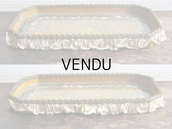 画像5: 未使用 1920年代 アンティーク ロココトリム＆レース付き トレイ (5)