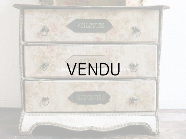 画像8: 【セール対象外】1900年代 アンティーク カルトナージュチェスト  薔薇模様 (8)