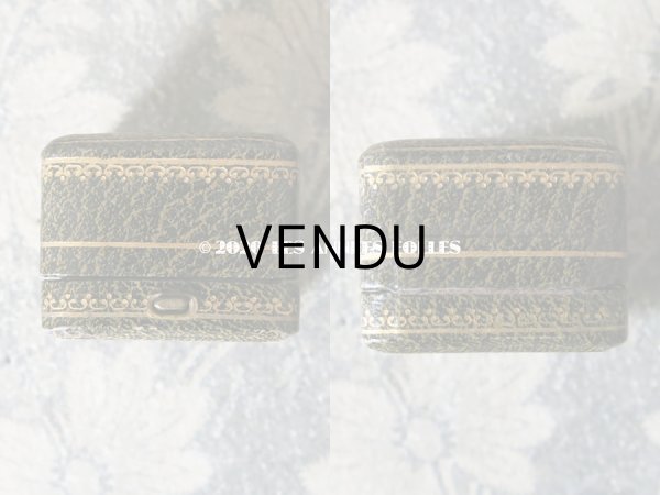 画像3: アンティーク ジュエリーボックス 金彩入り グリーン リングボックス (3)