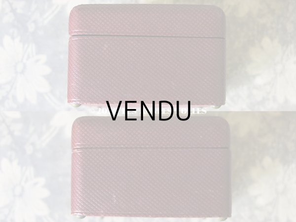 画像15: アンティーク 本革製 ジュエリーケース  ボルドー キルティングのシルク製クッション (15)