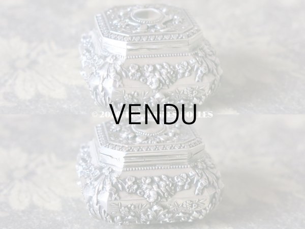 画像5: 1900年代　アンティーク シルバー製 パウダーケース 薔薇&リボンのガーランド (5)