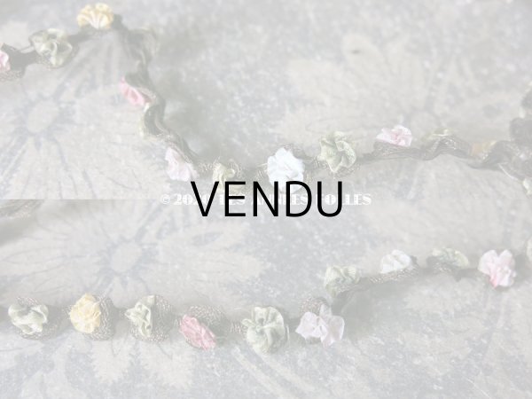 画像5: アンティーク  シルク製 6色の薔薇のロココトリム  ロココリボン 52cm (5)