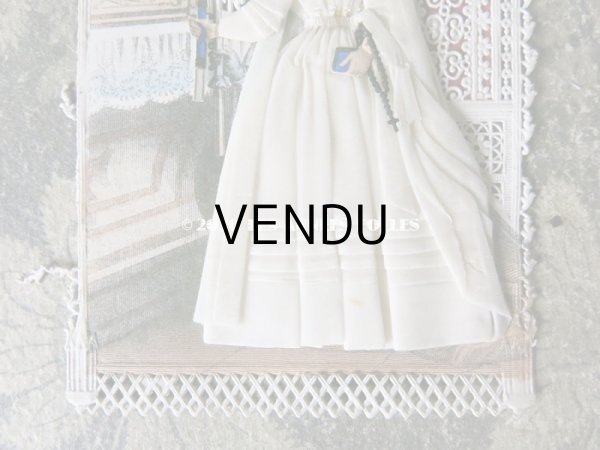 画像7: 1870年 アンティーク  初聖体のカニヴェ コミュ二オン レースの透かし柄 (7)