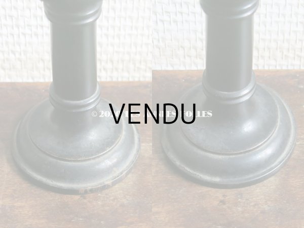 画像10: アンティーク  黒い木製の燭台 キャンドルホルダー (10)