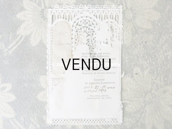 画像3: 1870年 アンティーク  初聖体のカニヴェ コミュ二オン レースの透かし柄 (3)