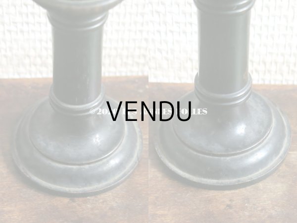 画像5: アンティーク  黒い木製の燭台 キャンドルホルダー (5)