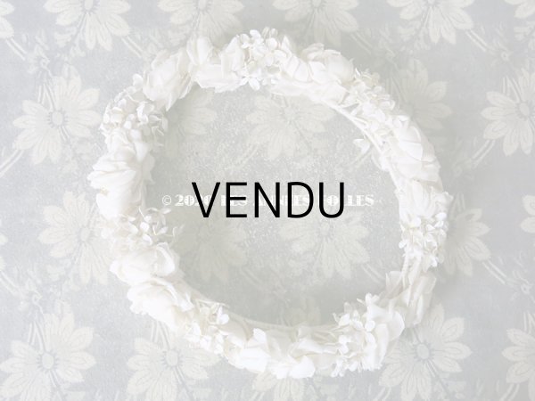 画像3: アンティーク 薔薇&ライラックの花冠 オフホワイト 布花のヘッドリース ティアラ (3)