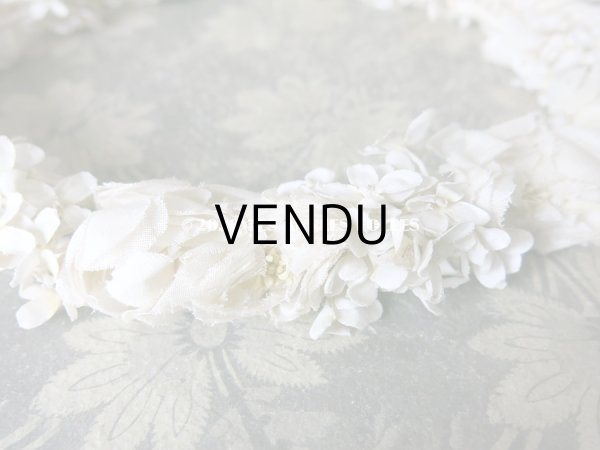 画像11: アンティーク 薔薇&ライラックの花冠 オフホワイト 布花のヘッドリース ティアラ (11)