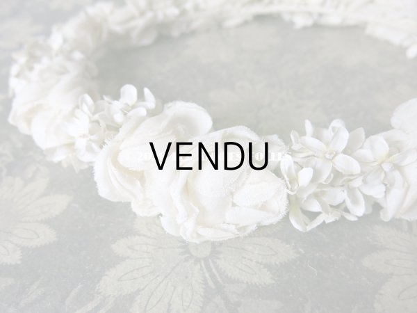 画像6: アンティーク 薔薇&ライラックの花冠 オフホワイト 布花のヘッドリース ティアラ (6)