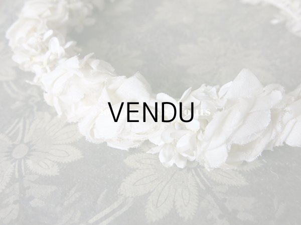 画像7: アンティーク 薔薇&ライラックの花冠 オフホワイト 布花のヘッドリース ティアラ (7)