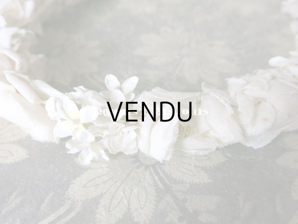 画像9: アンティーク 薔薇&ライラックの花冠 オフホワイト 布花のヘッドリース ティアラ (9)