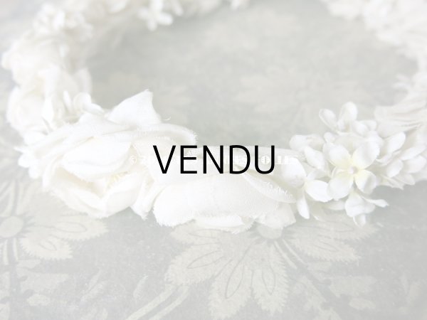 画像8: アンティーク 薔薇&ライラックの花冠 オフホワイト 布花のヘッドリース ティアラ (8)