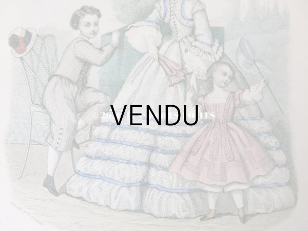 画像6: 1862年 アンティーク モード版画 モード雑誌 MODES VRAIES - MUSEE DES FAMILLES - (6)