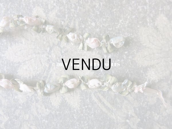 画像6: アンティーク シルク製 ロココトリム 3色の薔薇 パウダーピンク＆パウダーブルー ロココリボン 13.5〜15cm (6)