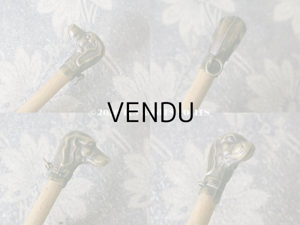 画像7: アンティーク  ドール用  パウダーブルーのパラソル 犬の頭のハンドル (7)