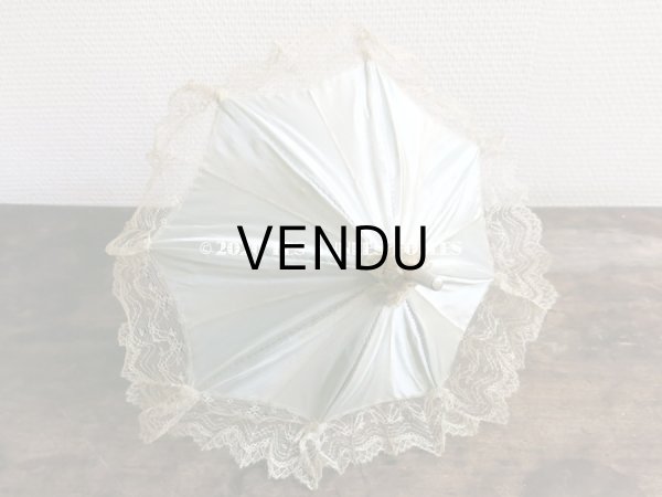 画像8: アンティーク  ドール用  パウダーブルーのパラソル 犬の頭のハンドル (8)