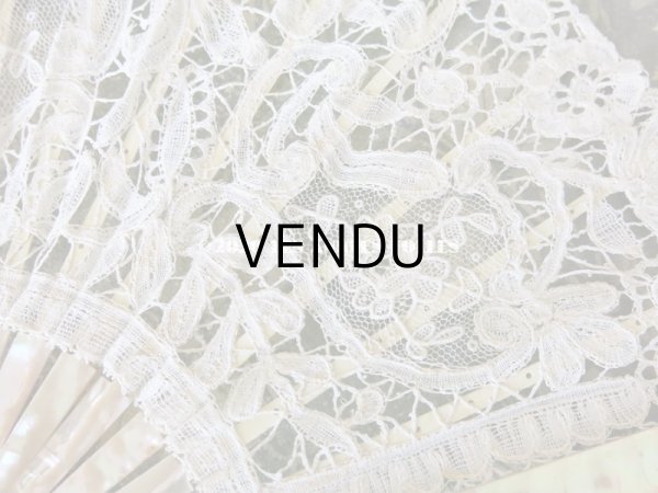 画像13: 19世紀 アンティーク ファン デュシェスレース＆ ポワン・ド・ガーズ  (13)