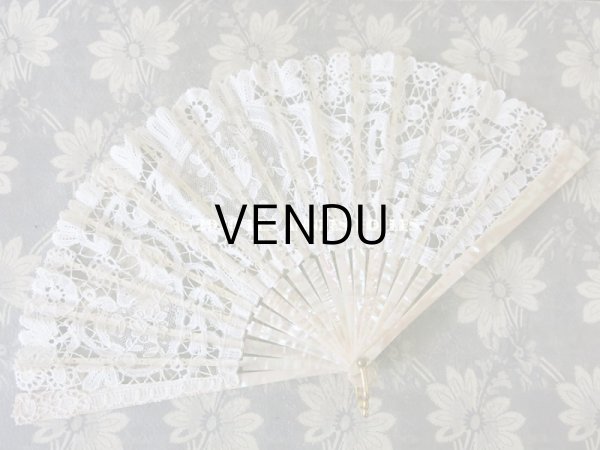 画像10: 19世紀 アンティーク ファン デュシェスレース＆ ポワン・ド・ガーズ  (10)