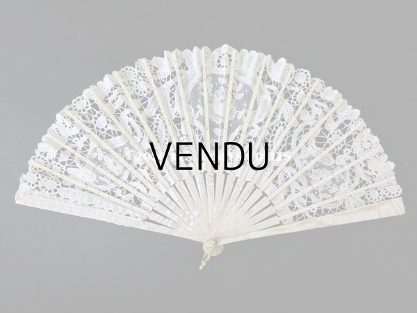 画像8: 19世紀 アンティーク ファン デュシェスレース＆ ポワン・ド・ガーズ  (8)