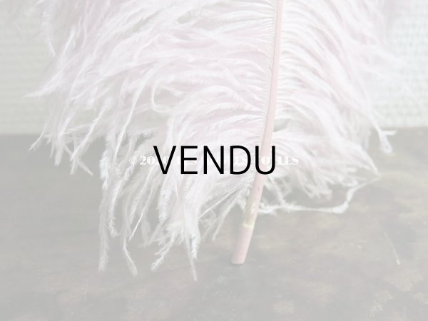 画像6: アンティーク 大きなフェザー ライラック & パウダーピンク 羽飾り オリジナルのラベル付き (6)