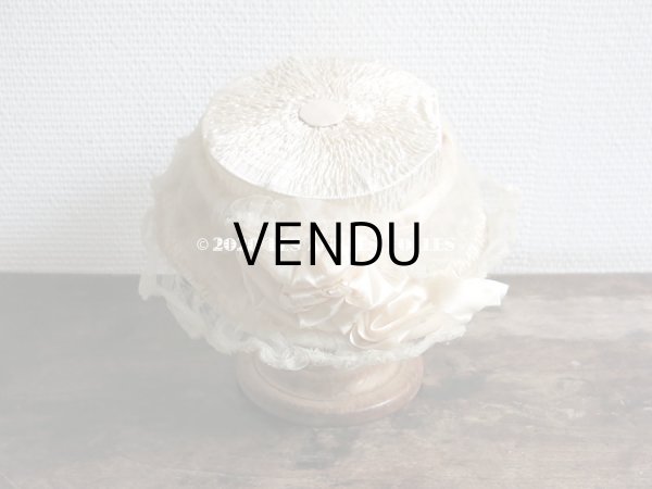 画像3: 19世紀末 アンティーク 小さな女の子用 帽子 箱付き パウダーピンクのシルクサテン＆シルクシフォン (3)