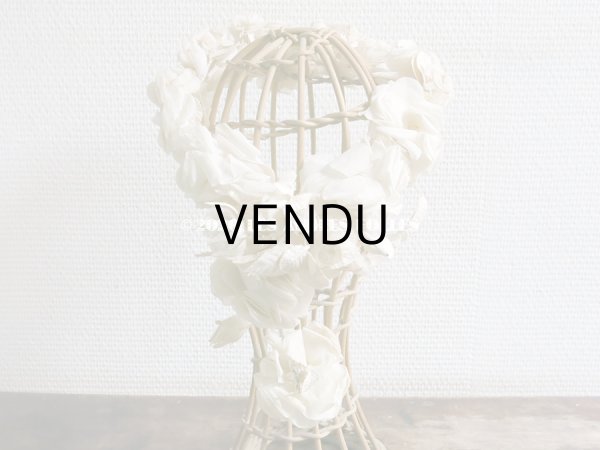 画像3: アンティーク 薔薇とその蕾の花冠 オフホワイト 布花のヘッドリース ティアラ (3)