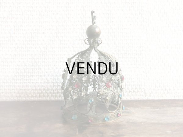 画像5: 19世紀 アンティーク ピンク＆ブルー＆クリアの石付き 聖母マリア＆幼いキリストの王冠 (5)