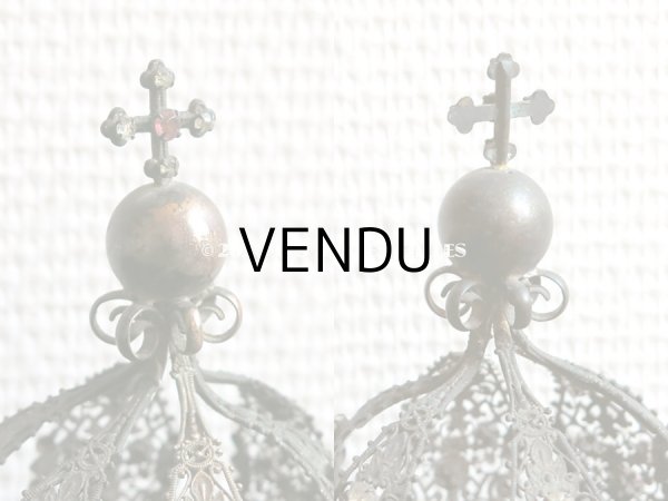 画像7: 19世紀 アンティーク ピンク＆ブルー＆クリアの石付き 聖母マリア＆幼いキリストの王冠 (7)