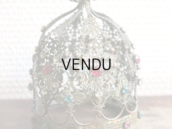 画像8: 19世紀 アンティーク ピンク＆ブルー＆クリアの石付き 聖母マリア＆幼いキリストの王冠 (8)