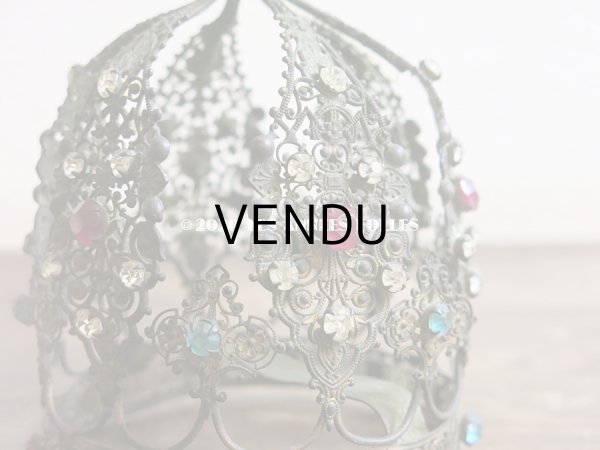 画像13: 19世紀 アンティーク ピンク＆ブルー＆クリアの石付き 聖母マリア＆幼いキリストの王冠 (13)