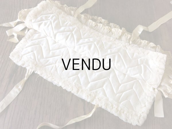 画像5: アンティーク シルクシフォンのフリル & フィレレースのハンキーケース　ポシェット アイボリー色 (5)