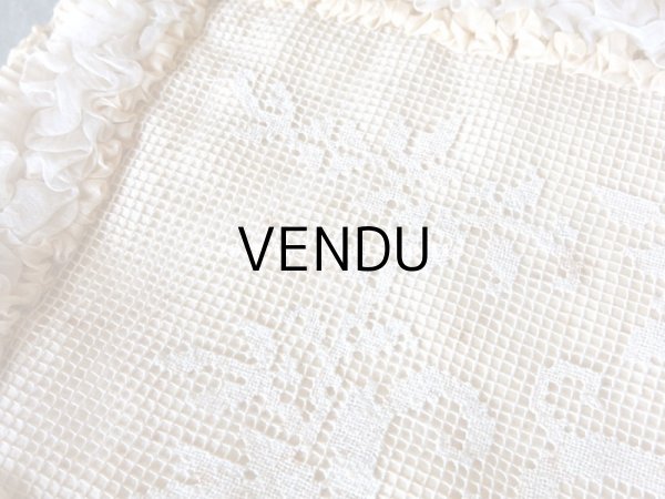 画像8: アンティーク シルクシフォンのフリル & フィレレースのハンキーケース　ポシェット アイボリー色 (8)