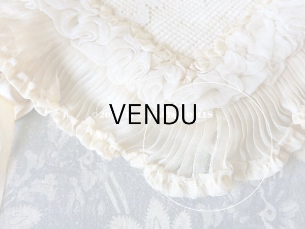 画像6: アンティーク シルクシフォンのフリル & フィレレースのハンキーケース　ポシェット アイボリー色 (6)