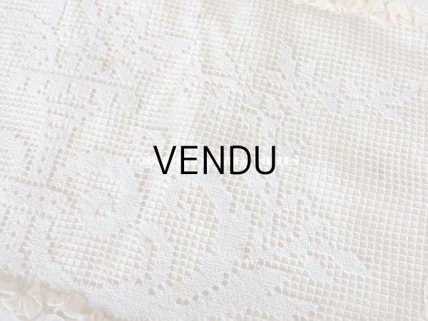 画像9: アンティーク シルクシフォンのフリル & フィレレースのハンキーケース　ポシェット アイボリー色 (9)