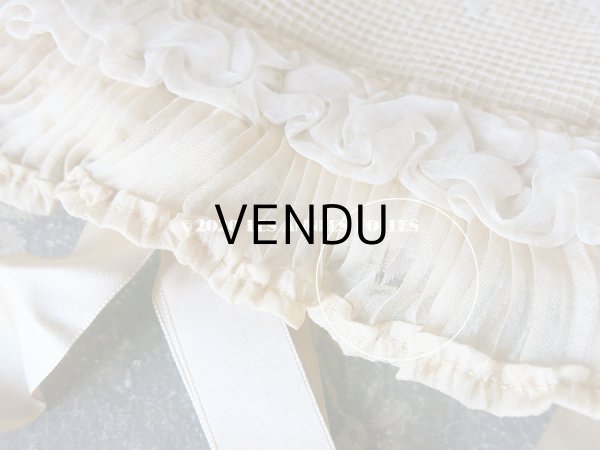 画像7: アンティーク シルクシフォンのフリル & フィレレースのハンキーケース　ポシェット アイボリー色 (7)