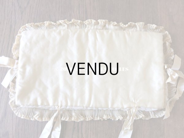 画像4: アンティーク シルクシフォンのフリル & フィレレースのハンキーケース　ポシェット アイボリー色 (4)