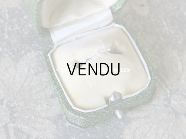 画像7: アンティーク ジュエリーボックス 金彩入り グリーン リングボックス (7)