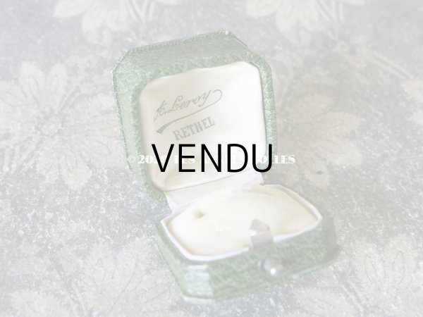 画像6: アンティーク ジュエリーボックス 金彩入り グリーン リングボックス (6)