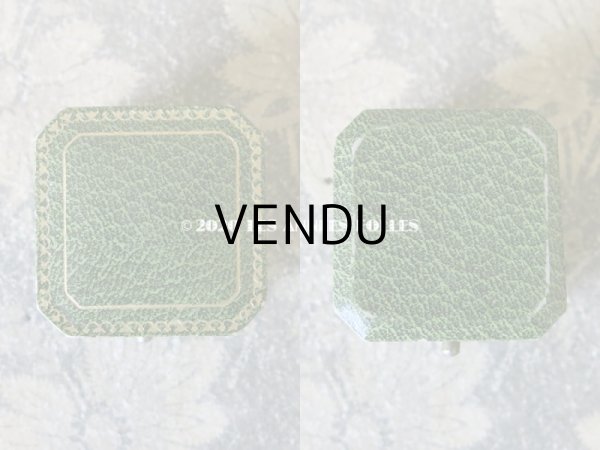 画像3: アンティーク ジュエリーボックス 金彩入り グリーン リングボックス (3)