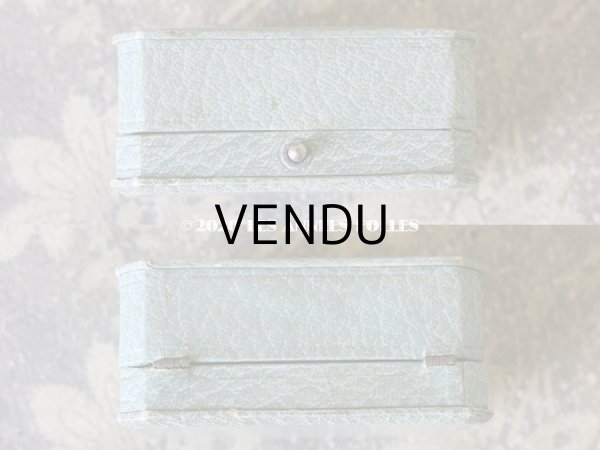 画像3: アンティーク ジュエリーボックス ピアス用 金彩入り グレイッシュブルー (3)