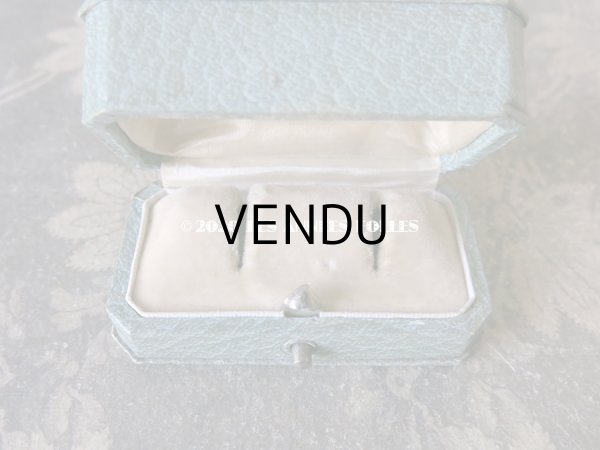 画像6: アンティーク ジュエリーボックス ピアス用 金彩入り グレイッシュブルー (6)