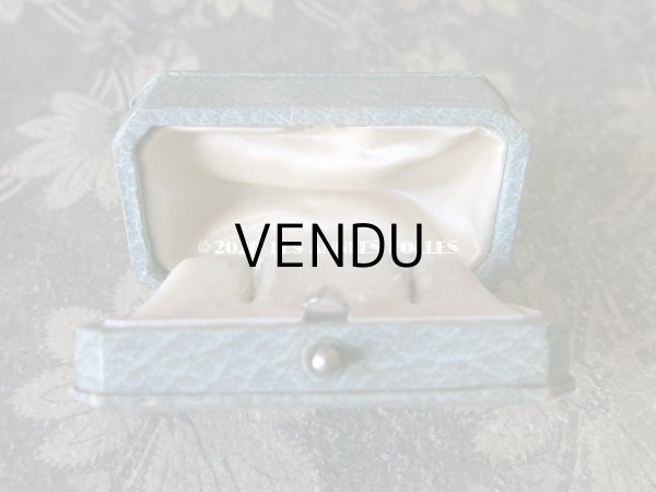 画像7: アンティーク ジュエリーボックス ピアス用 金彩入り グレイッシュブルー (7)