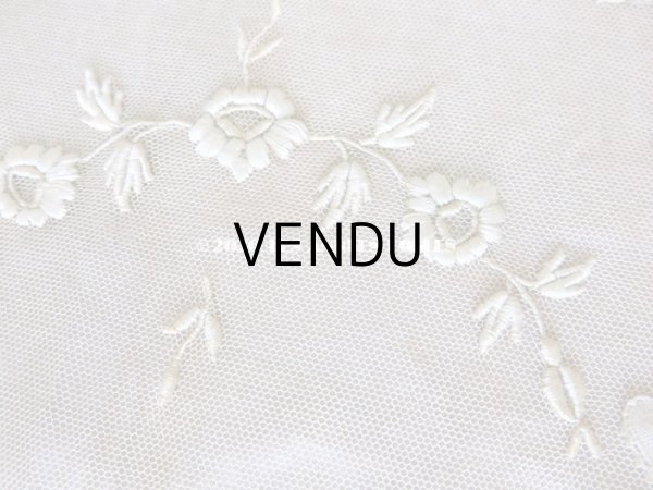 画像11: アンティーク ロココモチーフ付き ボビンレース＆ホワイトワーク レース＆シルクのベッドカバー (11)