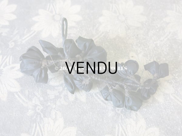 画像15: 未使用 1900年代 アンティーク 黒花のリース＆布花 5点のセット (15)