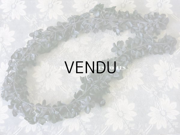 画像6: 未使用 1900年代 アンティーク 黒花のリース＆布花 5点のセット (6)