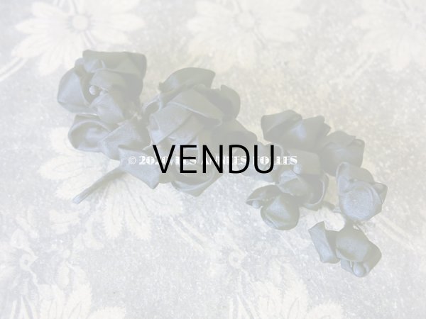 画像14: 未使用 1900年代 アンティーク 黒花のリース＆布花 5点のセット (14)