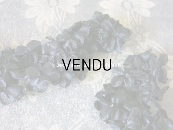 画像3: 未使用 1900年代 アンティーク 黒花のリース＆布花 5点のセット (3)