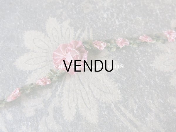 画像6: 1920年代 アンティーク シルク製 ロココトリム ピンクの薔薇 ロココリボン 103cm (6)
